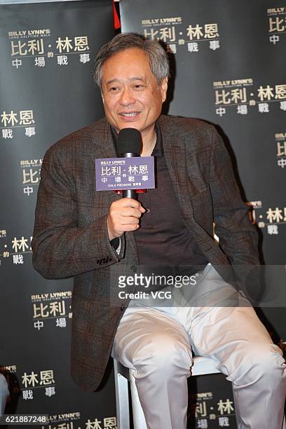Director Ang Lee attends the premiere of his own film "Billy Lynn's Long Halftime Walk" on November 9, 2016 in Hong Kong, China.