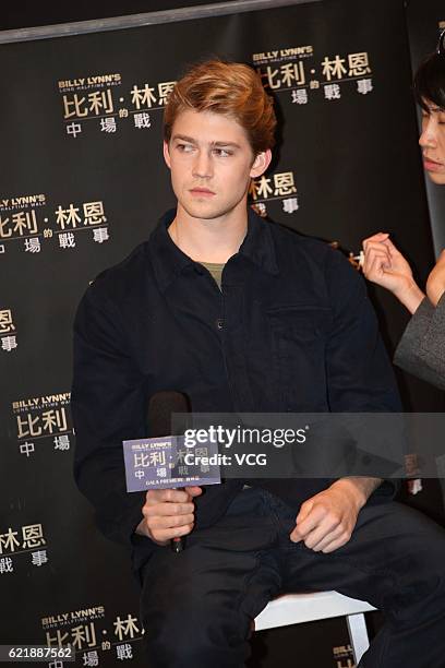 British actor Joe Alwyn attends the premiere of Ang Lee's film "Billy Lynn's Long Halftime Walk" on November 9, 2016 in Hong Kong, China.