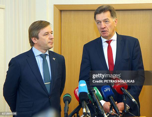 Lithuanian Prime Minister and leader of the Lithuanian Social Democratic Party Algirdas Butkevicius and Lithuania's Peasant and Green's Union party...