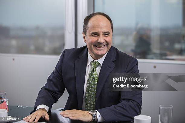 Dieter Weinand, chief executive officer of Bayer AG's pharmaceutical unit, reacts during an interview at Bayer's offices in Berlin, Germany, on...