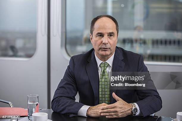 Dieter Weinand, chief executive officer of Bayer AG's pharmaceutical unit, speaks during an interview at Bayer's offices in Berlin, Germany, on...