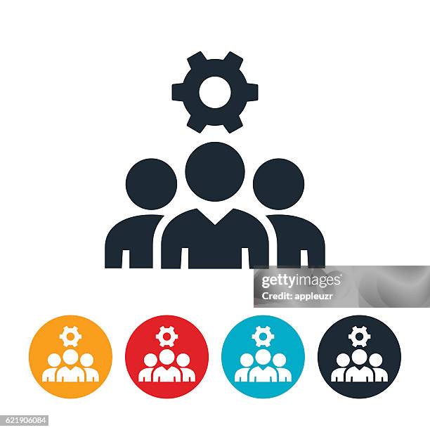 business team icon - 3 gears working together stock illustrations