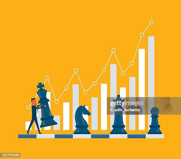 investment strategy - chess board businessman stock-grafiken, -clipart, -cartoons und -symbole