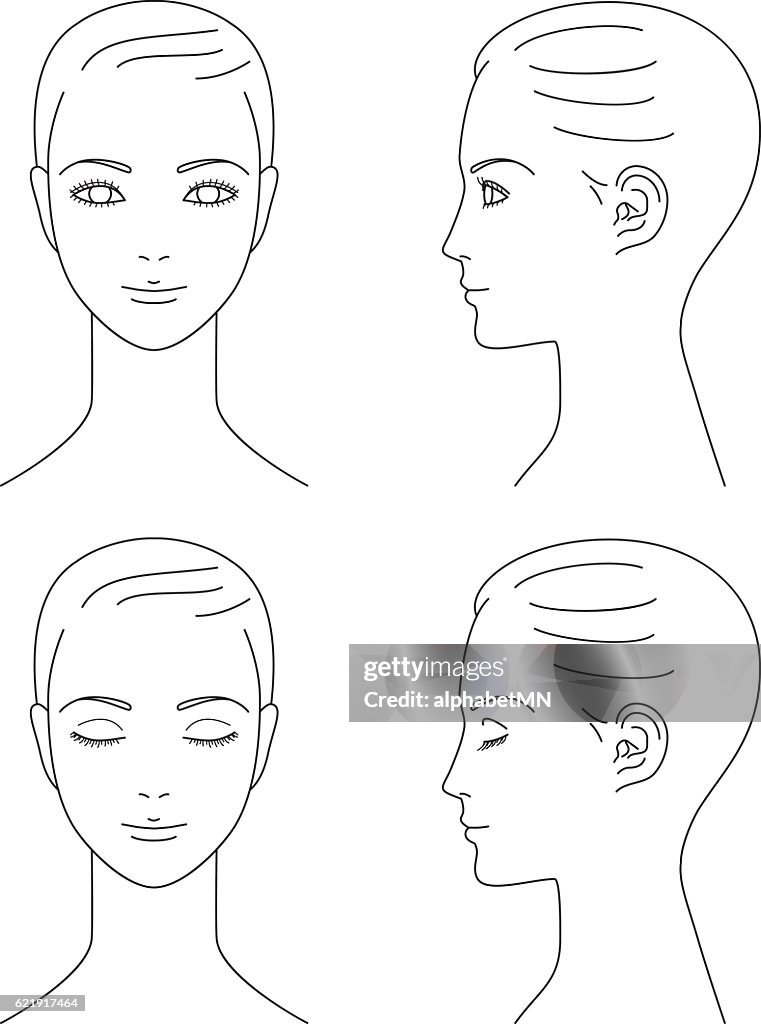 Cara De Mujer Frontal Y Perfil Ilustración de stock - Getty Images
