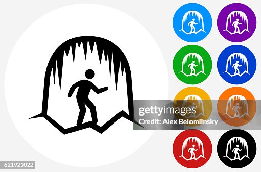 Exploring Cave Icon on Flat Color Circle Buttons Exploring Cave Icon on Flat Color Circle Buttons