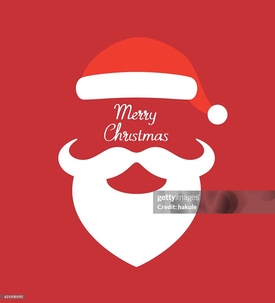 Santa Claus hat and beard- vector illustration