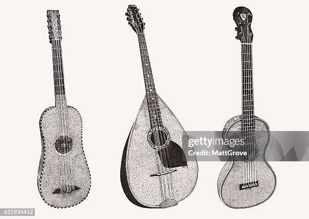 guitars - mandolin stock illustrations