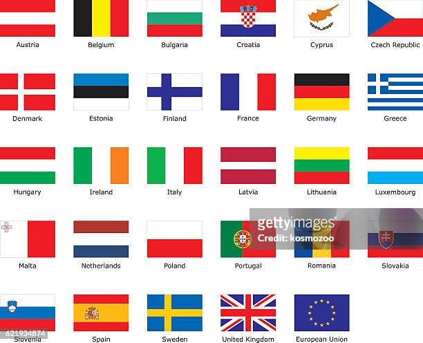 flaggen der europäischen union - land stock-grafiken, -clipart, -cartoons und -symbole