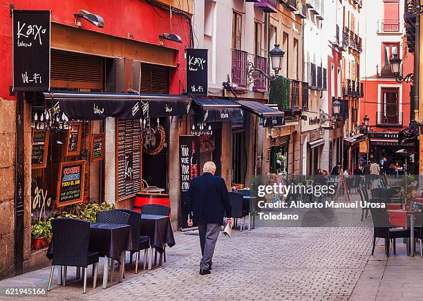 spain, madrid, citylife - barcelona street - bar wide angle stock pictures, royalty-free photos & images