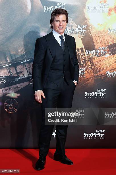 Tom Cruise attends the Tokyo Premiere of the Paramount Pictures' 'Jack Reacher: Never Go Back' on November 9, 2016 at Toho Cinemas Roppongi Hills on...