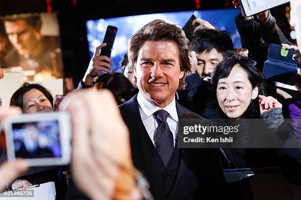 Tom Cruise attends the Tokyo Premiere of the Paramount Pictures' 'Jack Reacher: Never Go Back' on November 9, 2016 at Toho Cinemas Roppongi Hills on...