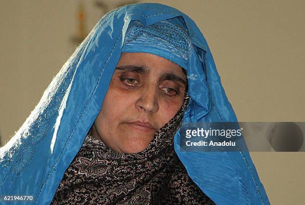 Sharbat Gula is seen after she was welcomed by Afghan president Ashraf Ghani at presidential palace in Kabul, Afghanistan on November 9, 2016....