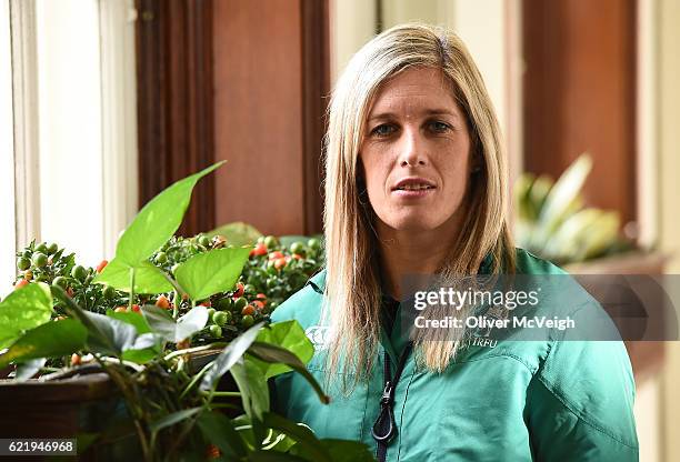 Belfast , Ireland - 9 November 2016; Alison Miller of Ireland during the 2017 Women's Rugby World Cup Pool Draw at City Hall in Belfast.