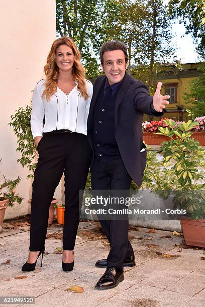 Vanessa Incontrada and Flavio Insinna attend a photocall for the Tv show "La classe degli asini" on November 9, 2016 in Rome, Italy.