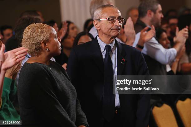 John Podesta, the campaign chairman of former Secretary of State Hillary Clinton waits for her to concede the presidential election at the New Yorker...