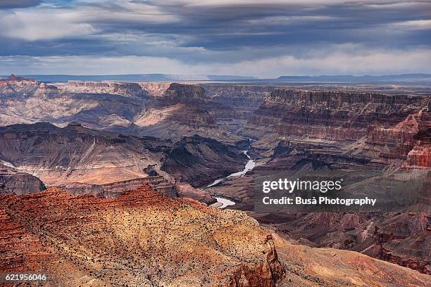 grand canyon national park, spectacular view of the colorado river. grand canyon village, arizona - grand canyon village stockfoto's en -beelden