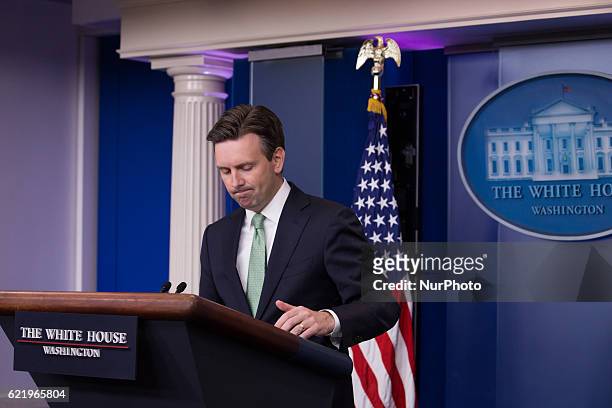 White House Press Secretary Josh Earnest delivered a press briefing and took questions from reporters in The James S. Brady Press Briefing Room of...