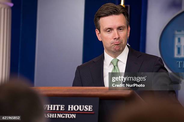 White House Press Secretary Josh Earnest delivered a press briefing and took questions from reporters in The James S. Brady Press Briefing Room of...