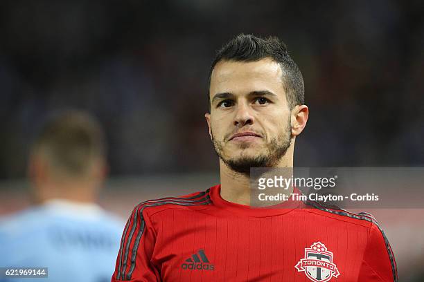 November 06: Sebastian Giovinco of Toronto FC in action during the NYCFC Vs Toronto FC MLS playoff game at Yankee Stadium on November 06, 2016 in New...