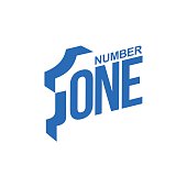 blue and white number one diagonal logo template