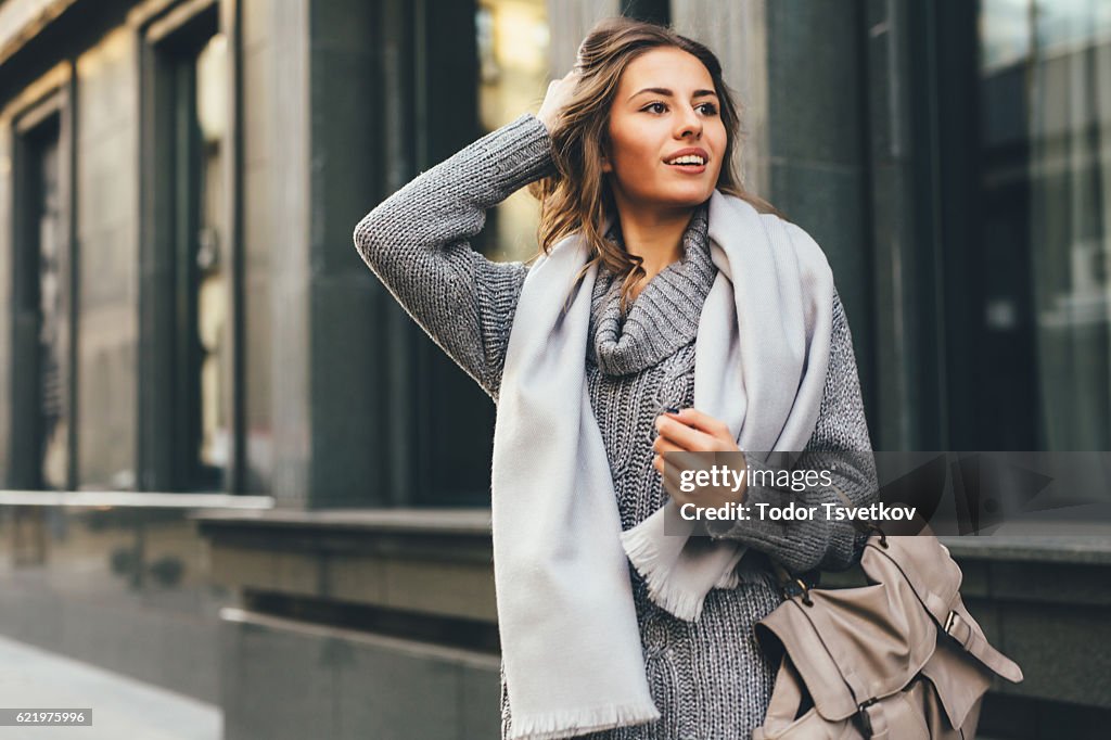 Beautiful woman in the city