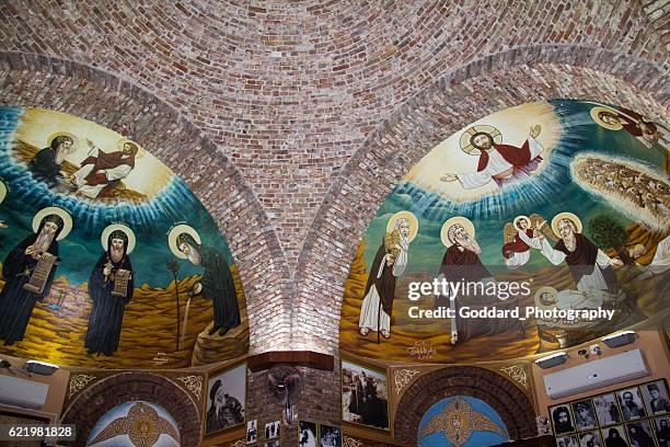 egypt: monastery of saint bishoy fresco - wadi el natrun bildbanksfoton och bilder