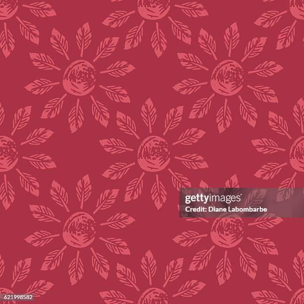 Block Print Repeat Pattern Linocut Block Print Repeating Textile Pattern High-Res Vector Graphic ...