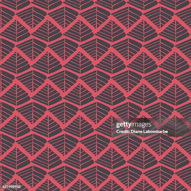 linolschnitt block print wiederholte textilmuster - linolschnitt stock-grafiken, -clipart, -cartoons und -symbole