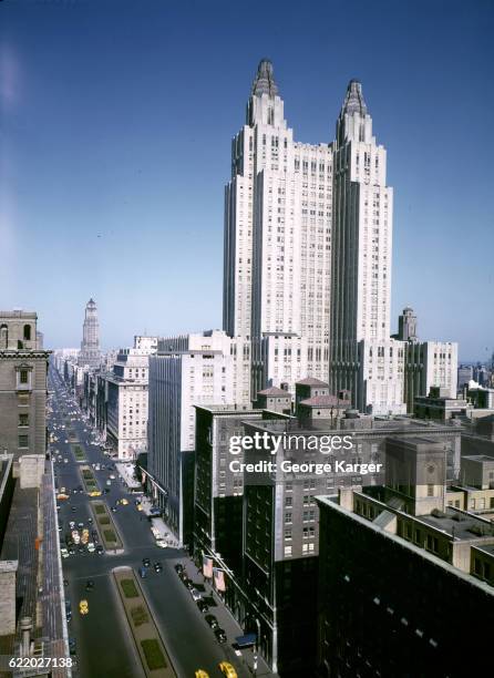 View of the Waldorf Astoria Hotel, New York, New York, 1941.