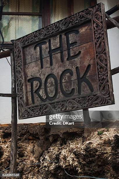 the rock restaurant in zanzibar logo - hut logo stock pictures, royalty-free photos & images