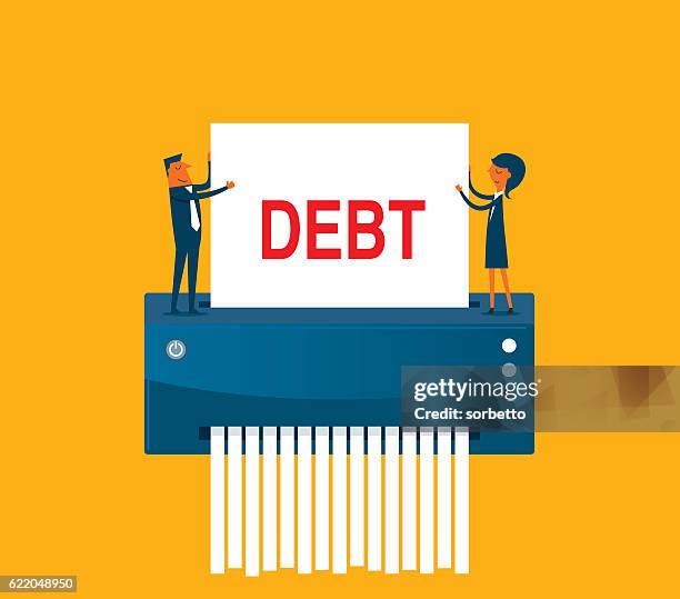 debt elimination - document shredding stock illustrations