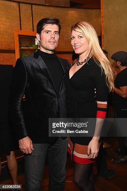 Edgar Vaudeville and actress Meredith Ostrom attend Nobu Hotel Miami Beach launch VIP cocktail at Nobu Next Door on November 7, 2016 in New York City.