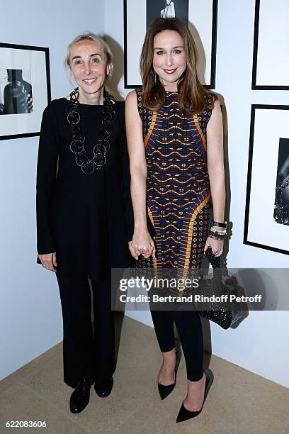 Carla Sozzani and actress Elsa Zylberstein attend the Carla Sozzani : Photo Exhibition at Azzedine Alaia Gallery on November 9, 2016 in Paris, France.