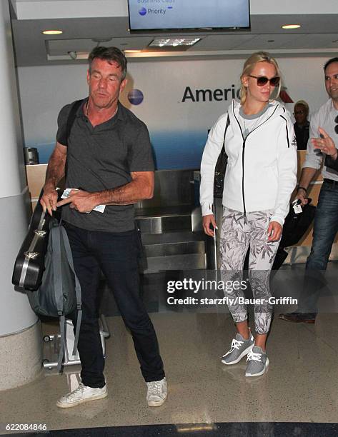 Dennis Quaid and Kimberly Quaid are seen at LAX on November 09, 2016 in Los Angeles, California.