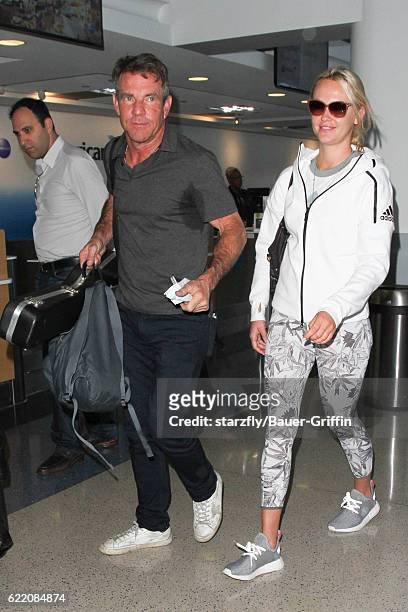 Dennis Quaid and Kimberly Quaid are seen at LAX on November 09, 2016 in Los Angeles, California.