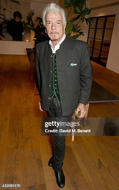 Nicky Haslam attends the anniversary party for Kelly Hoppen MBE celebrating 40 years as an Interior Designer, at Alva Studios on November 9, 2016 in...