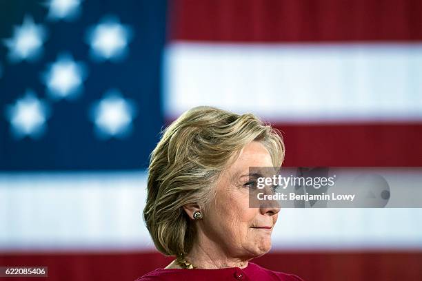 Democratic presidential nominee former Secretary of State Hillary Clinton speaks during a Pennsylvania Democrats voter registration event at Zembo...