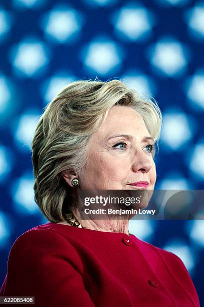 Democratic presidential nominee former Secretary of State Hillary Clinton speaks during a Pennsylvania Democrats voter registration event at Zembo...