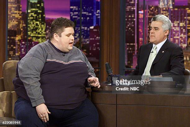Episode 2668 -- Pictured: Comedian Ralphie May during an interview with host Jay Leno on March 9, 2004 --