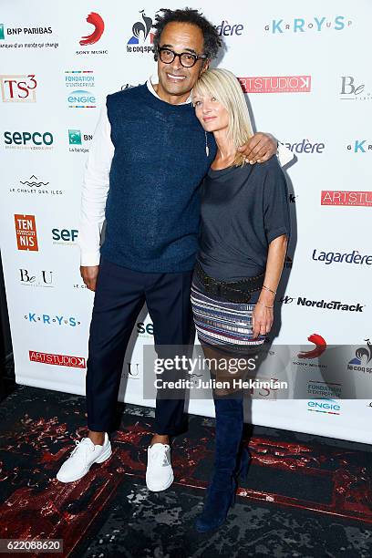 Yannick Noah and his wife Isabelle Camus attend "Fete le Mur" Celebration 20th Anniversary At Chalet des Iles In Paris on November 9, 2016 in Paris,...