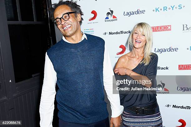 Yannick Noah and his wife Isabelle Camus attend "Fete le Mur" Celebration 20th Anniversary At Chalet des Iles In Paris on November 9, 2016 in Paris,...