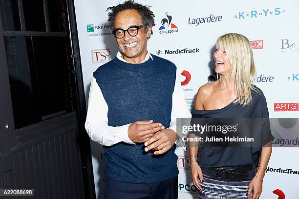 Yannick Noah and his wife Isabelle Camus attend "Fete le Mur" Celebration 20th Anniversary At Chalet des Iles In Paris on November 9, 2016 in Paris,...