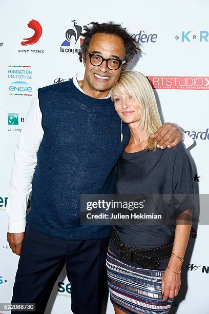 Yannick Noah and his wife Isabelle Camus attend "Fete le Mur" Celebration 20th Anniversary At Chalet des Iles In Paris on November 9, 2016 in Paris,...