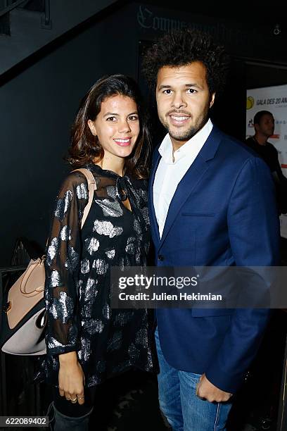 Jo Wilfried Tsonga and his companion Noura El Swekh attend "Fete le Mur" Celebration 20th Anniversary At Chalet des Iles In Paris on November 9, 2016...