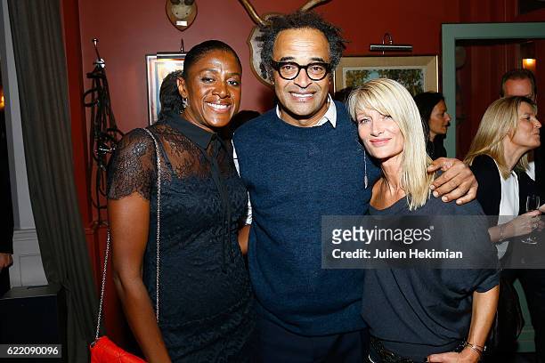 Marie Jose Perec, Yannick Noah and his wife Isabelle Camus attend "Fete le Mur" Celebration 20th Anniversary At Chalet des Iles In Paris on November...