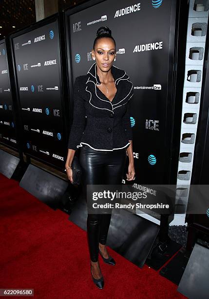 Actress Judith Shekoni attends the premiere of AT&T Audience Network's 'ICE' at ArcLight Hollywood on November 9, 2016 in Hollywood, California.