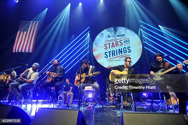 Tyler Farr and Old Dominion perform at CBS RADIOs second annual Stars and Strings concert at The Chicago Theatre on November 9, 2016 in Chicago,...