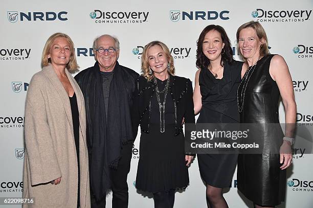 Kelly Meyer, Jimmy Buffet, Jane Slagsvol, Rhea Suh and Sheryl Tishman attend the Natural Resources Defense Council's "NRDC's Night of Comedy" Benefit...