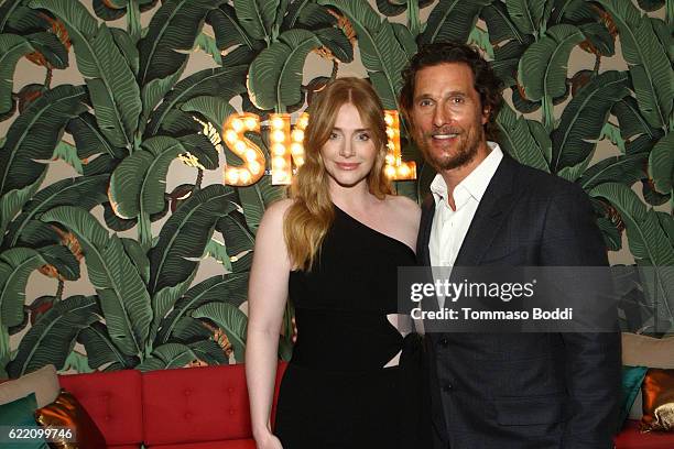 Actors Bryce Dallas Howard and Matthew McConaughey attend the TWC-Dimension celebrates the Cast and Filmmakers of "Gold" at the private residence of...