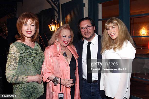 Singer Carol Connors, actress Lee Purcell, producer Teddy Schwarzman and actress Barbi Benton attend the TWC-Dimension celebrates the Cast and...